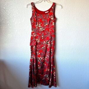 My Lullaby size M red floral maternity,  post birth silky maxi dress